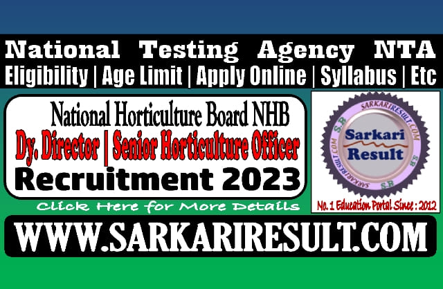 Sarkari Result NTA NHB Recruitment Online Form 2023