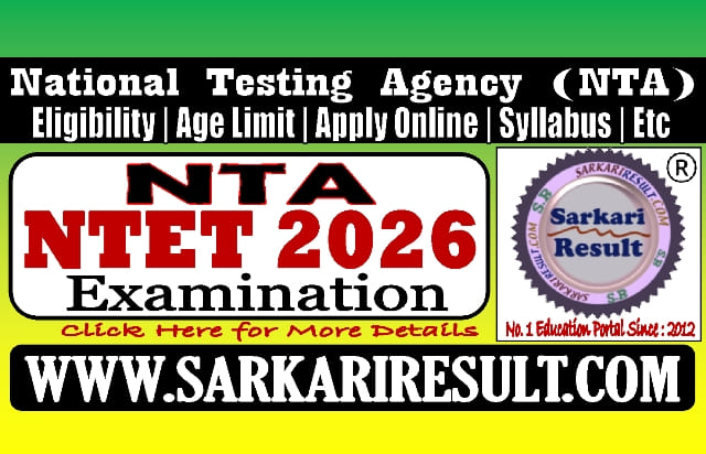 Sarkari Result NTA NTET Exam 2026