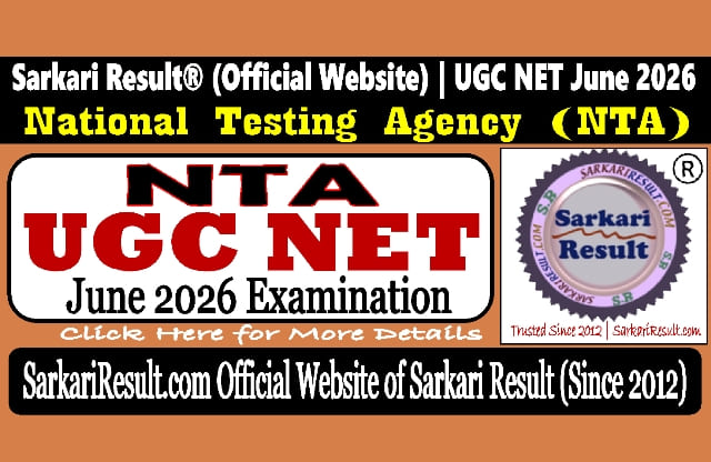 Sarkari Result NTA UGC NET June 2026 Online Form
