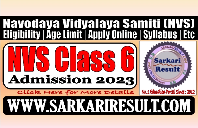 Sarkari Result NVS Class 6th Admission 2023 Online Form