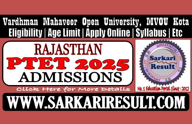 Sarkari Result Rajasthan BEd PTET 2025 Online Form