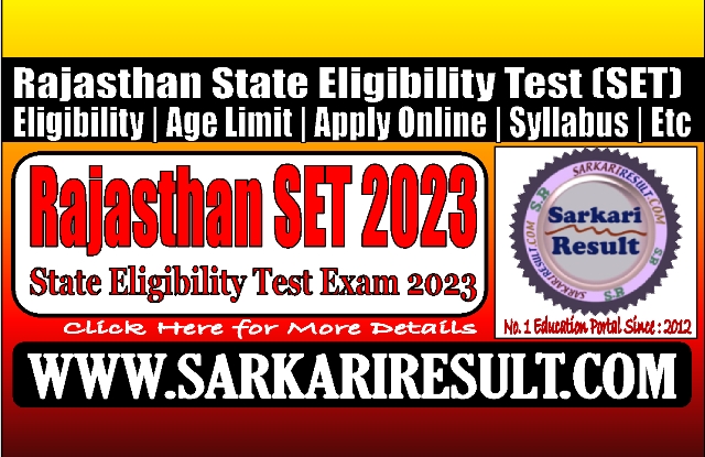 Sarkari Result Rajasthan SET Online Form 2023