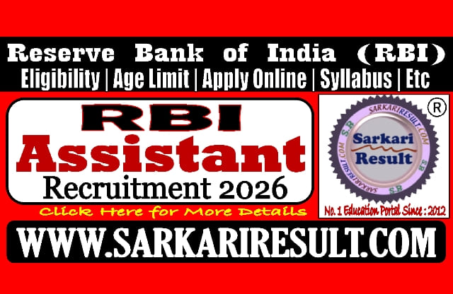 Sarkari Result RBI Assistant Online Form 2026