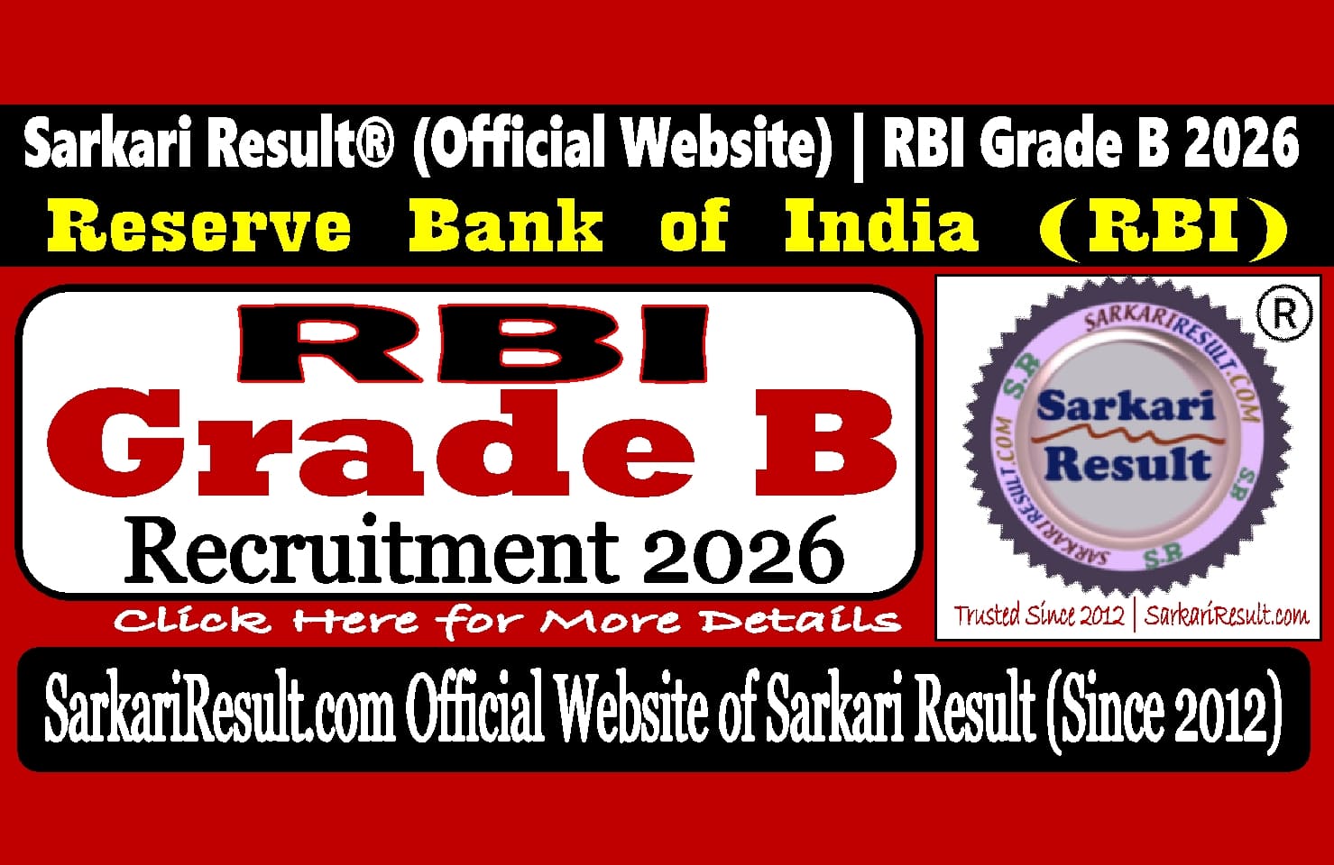 Sarkari Result RBI Officer Grade B Recruitment 2026