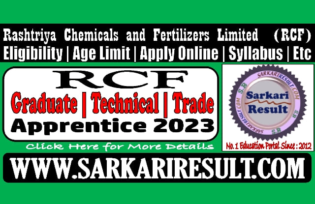 Sarkari Result RCF Apprentices Online Form 2023