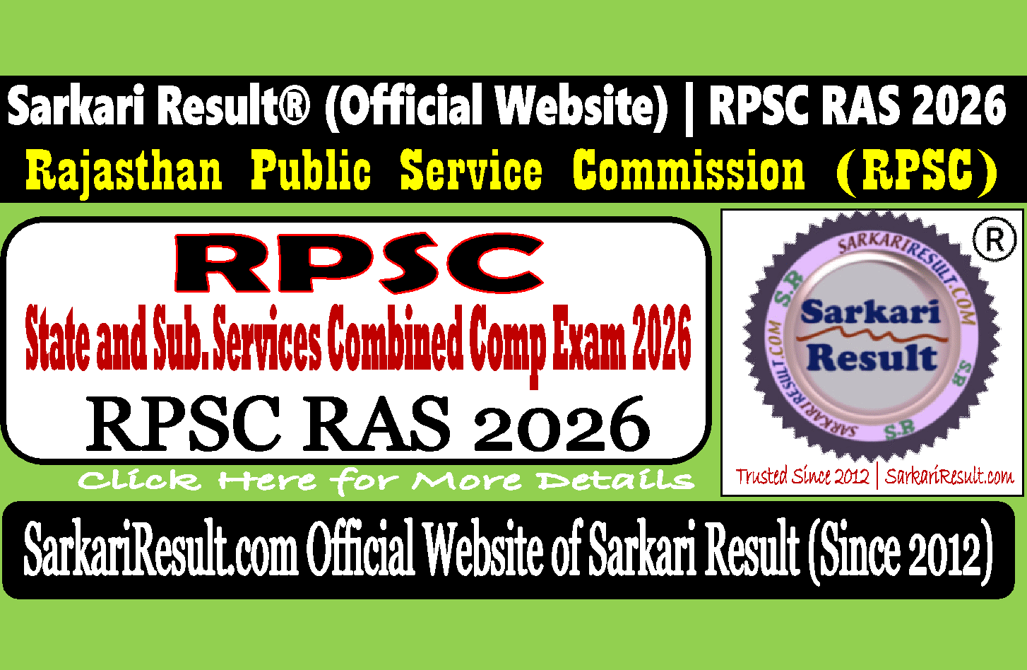 Sarkari Result RPSC RAS Recruitment 2026