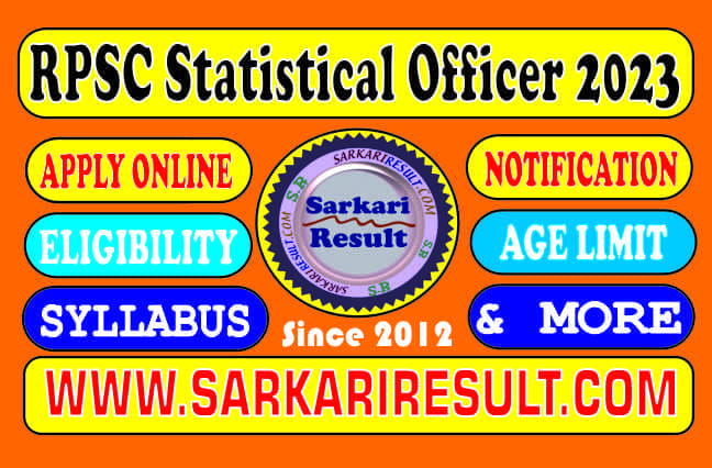 Sarkari Result RPSC Statistical Officer Online Form 2023