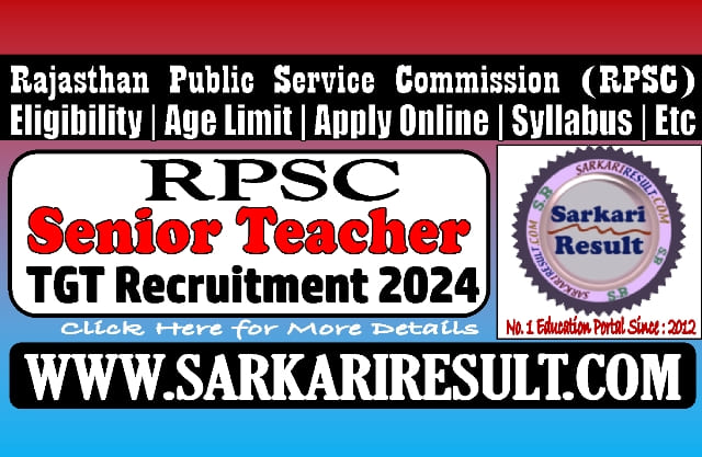 Sarkari Result RPSC TGT Teacher Online Form 2024