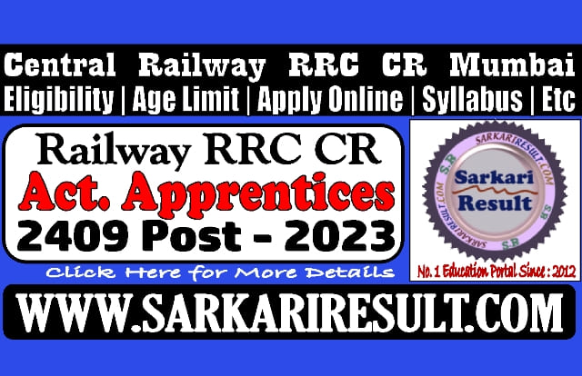 Sarkari Result Railway CR Apprentices Recruitment 2023