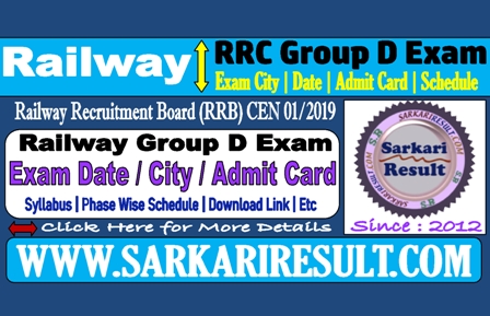 Sarkari Result Railway Group D Exam Admit Card 2022