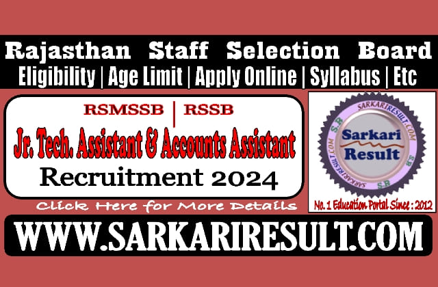 Sarkari Result Rajasthan RSSB JTA and Account Assistant Recruitment 2025