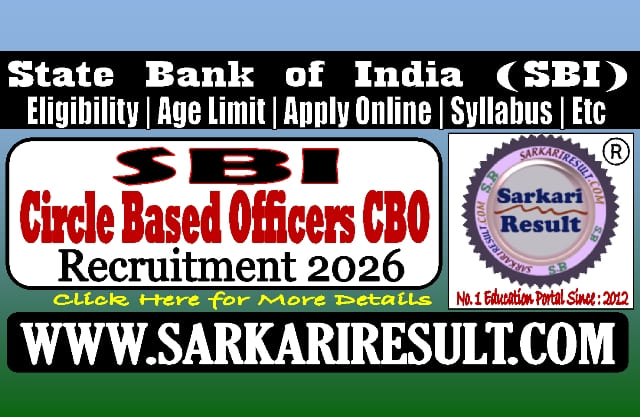 Sarkari Result SBI CBO Recruitment 2026