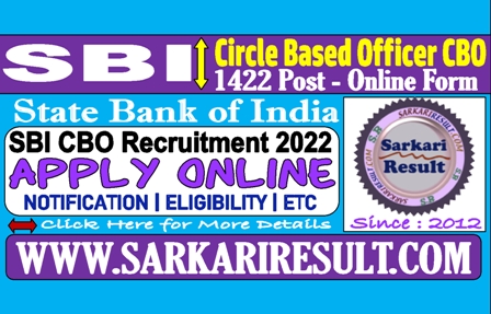 Sarkari Result SBI CBO Recruitment 2022 Online Form