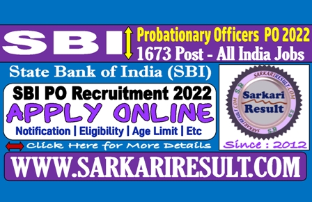 Sarkari Result SBI PO Recruitment 2022 Online Form