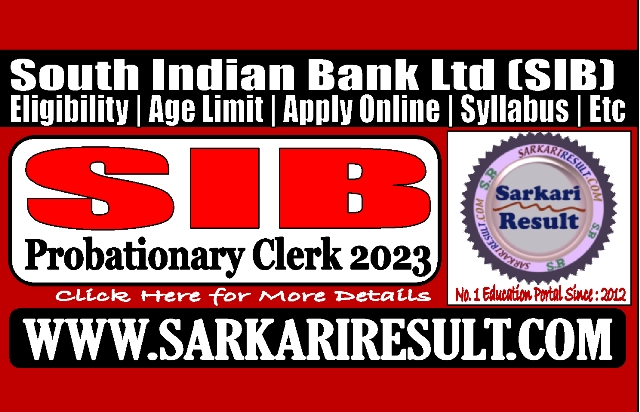 Sarkari Result SIB Clerk Recruitment 2023