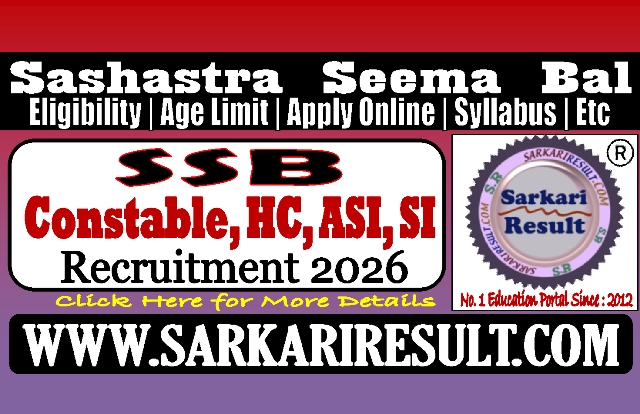 Sarkari Result SSB Recruitment 2026 Exam