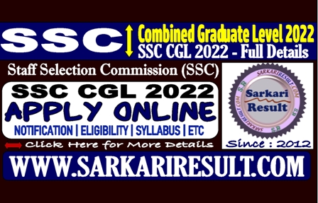 Sarkari Result SSC CGL Online Form 2022