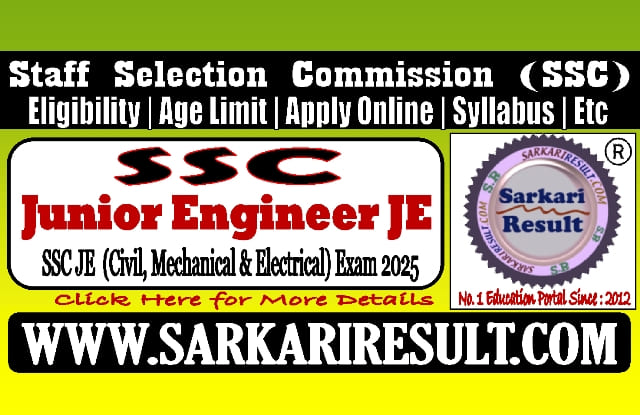 Sarkari Result SSC Junior Engineer JE Examination 2025