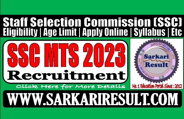 Sarkari Result SSC MTS Online Form 2023