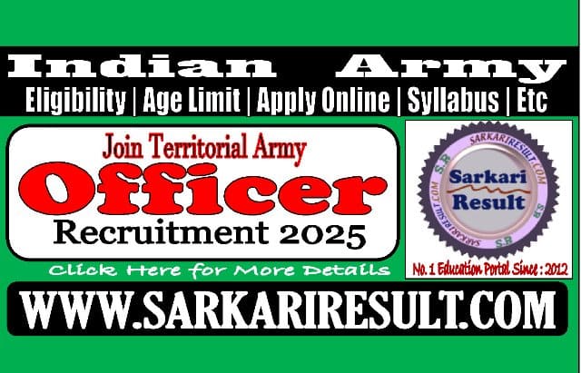 Sarkari Result Territorial Army Officer Online Form 2025