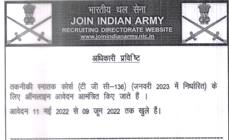 Sarkari Result Indian Army TGC Recruitment 2022 Online Form