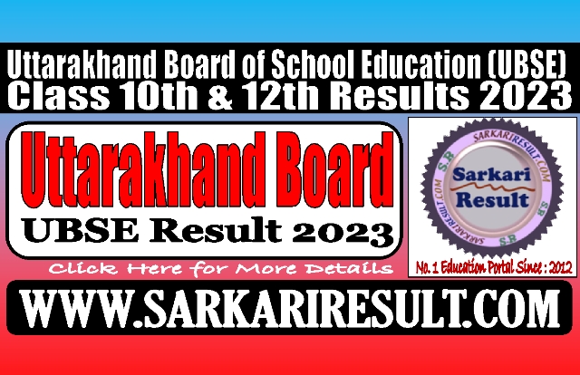 Sarkari Result Uttarakhand Board Result 2023