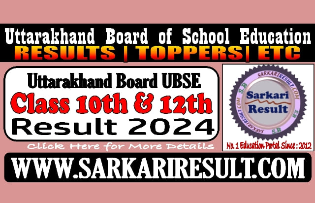 Sarkari Result Uttarakhand Board Class Result 2024