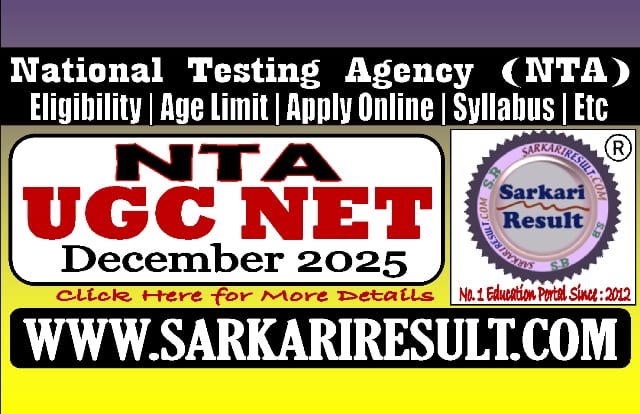 Sarkari Result NTA UGC NET December 2025