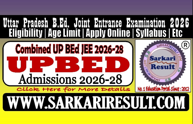 Sarkari Result UPBED Admissions Online Form 2026