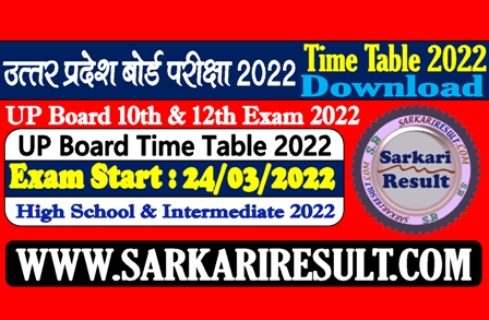 Sarkari Result UP Board Time Table 2022