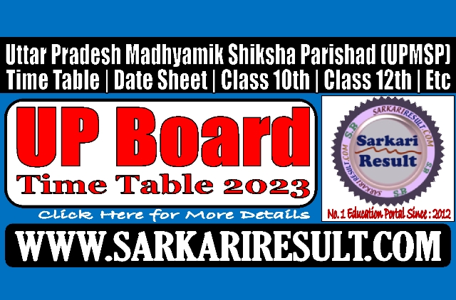 Sarkari Result UP Board Time Table 2023