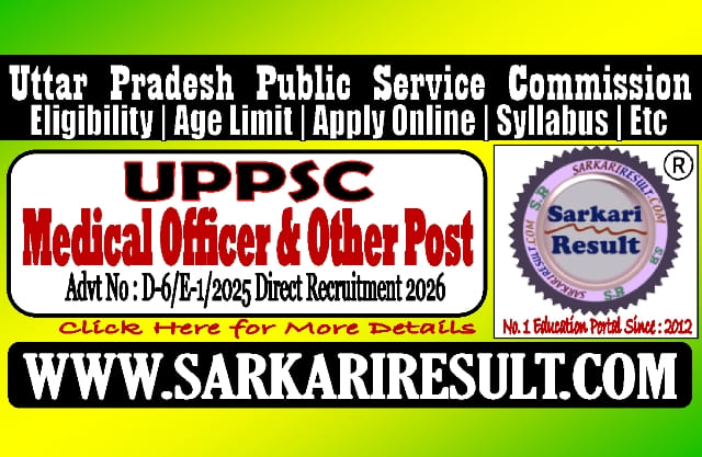 Sarkari Result UPPSC Various Post Direct Recruitment Online Form 2026