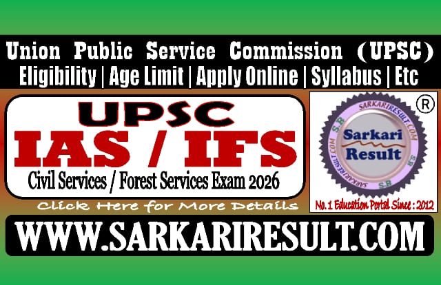 Sarkari Result UPSC IAS IFS Pre Recruitment 2026