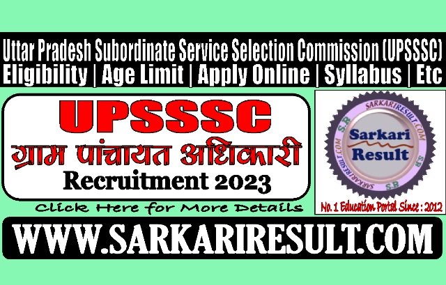 Sarkari Result UPSSSC Gram Panchayat Adhikari Online Form 2023