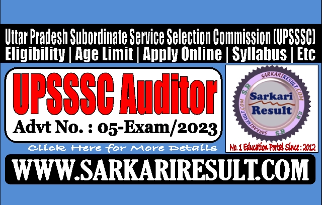 Sarkari Result UPSSSC Auditor Online Form 2023