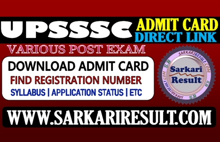 Sarkari Result UPSSSC Lower Mains Admit Card 2021
