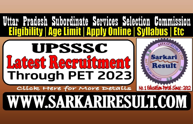 Sarkari Result UPSSSC Latest Online Form 2024