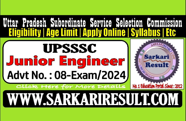 Sarkari Result UPSSSC Junior Engineer JE Civil 2024