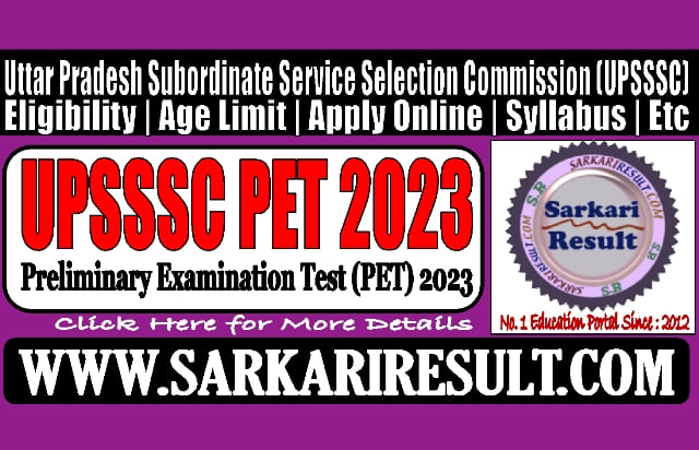Sarkari Result UPSSSC PET Online Form 2023
