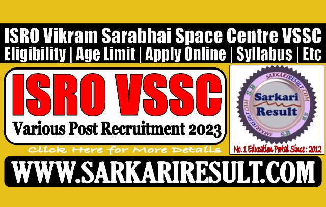 Sarkari Result ISRO VSSC Online Form 2023