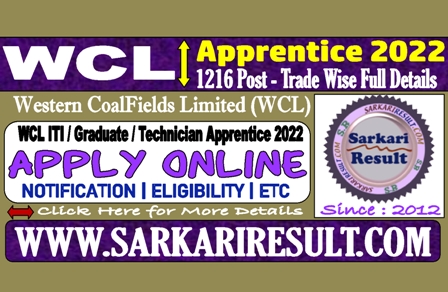 Sarkari Result WCL Apprentice  2022