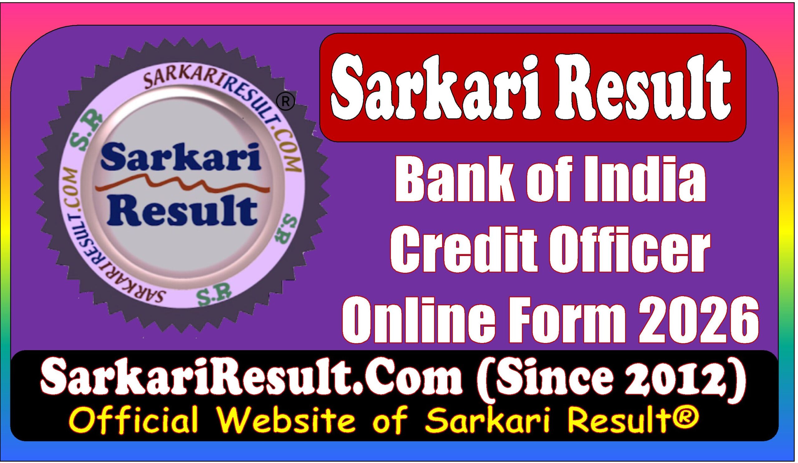 Bank of India BOI Credit Officer Online Form Bank of India BOI Credit Officer 2026