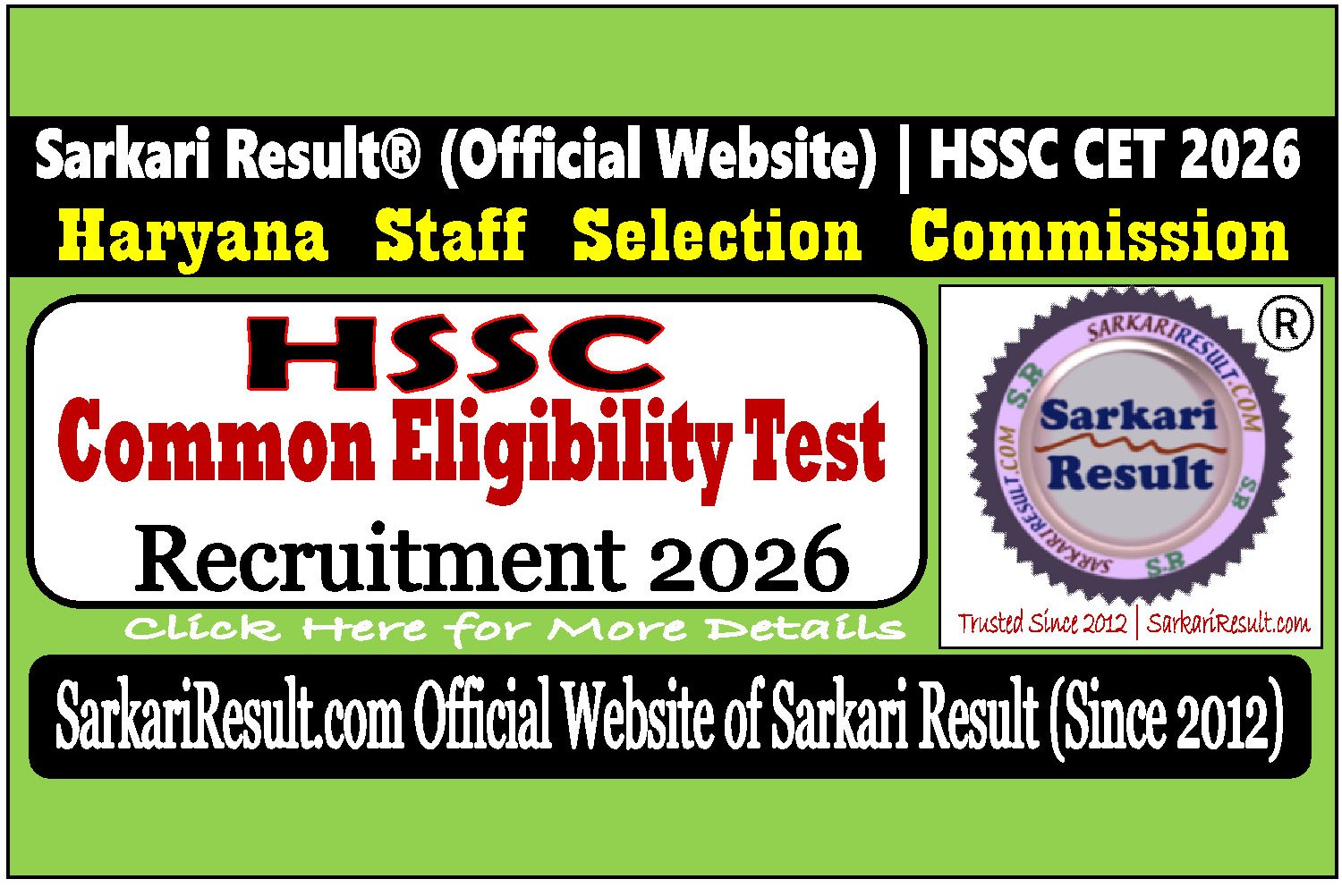 Haryana HSSC CET 2026 Haryana HSSC CET Group D 2026
