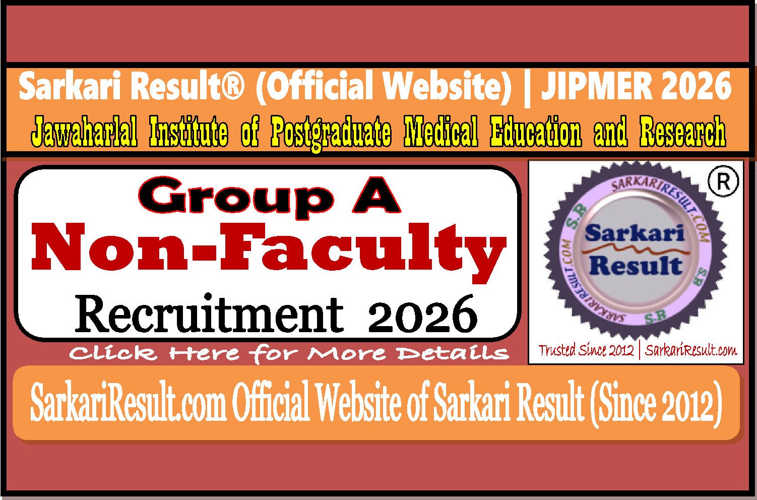 JIPMER Group A Non-Faculty Recruitment 2026 JIPMER Group A Non-Faculty Recruitment Online Form 2026