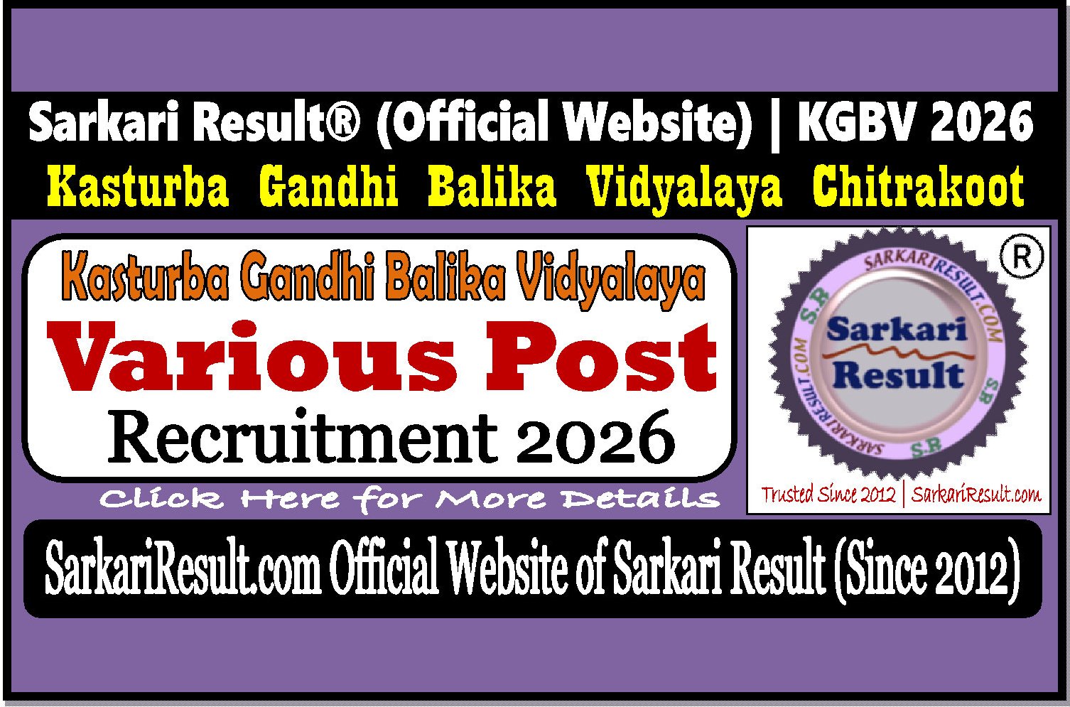 KGBV Various Post Application Form 2026