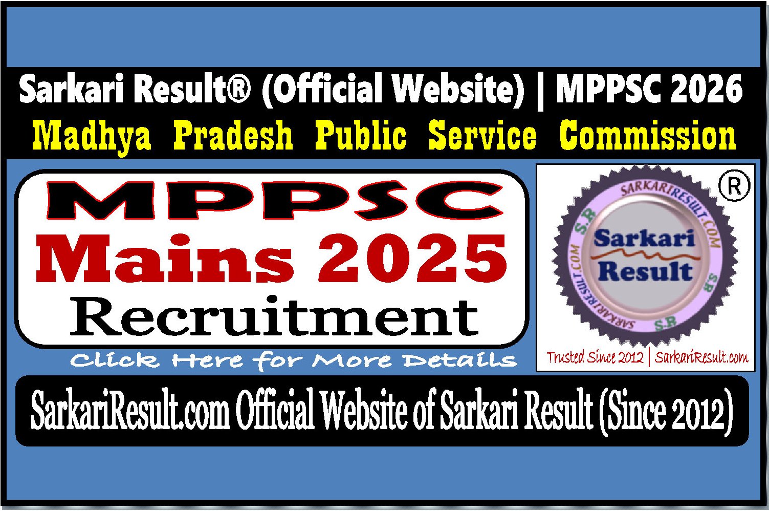 MPPSC Mains Examination 2026 Online Form