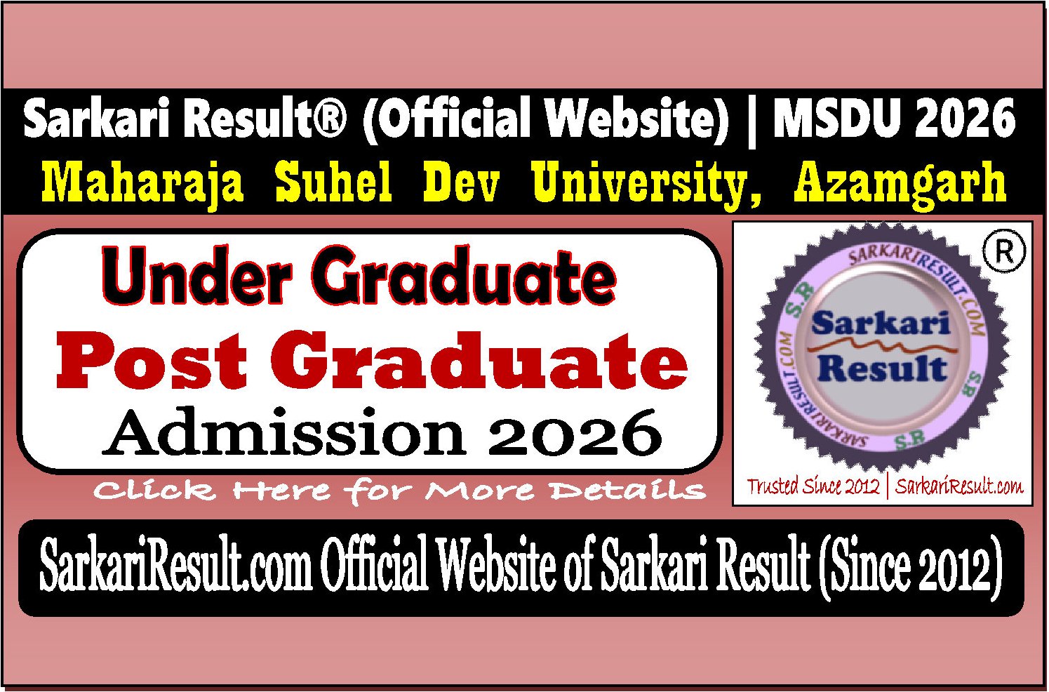 Maharaja Suhel Dev University Azamgarh UG/PG Admission 2026 Maharaja Suhel Dev University Azamgarh Admission 2026