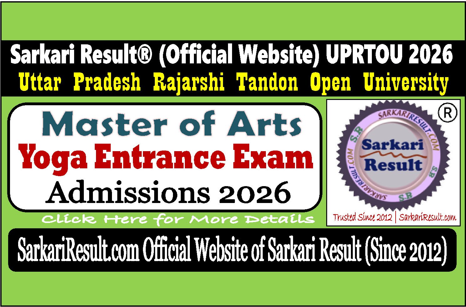 UPRTOU Yoga Entrance Exam 2026 UPRTOU Yoga Entrance Exam 2026 Online Form