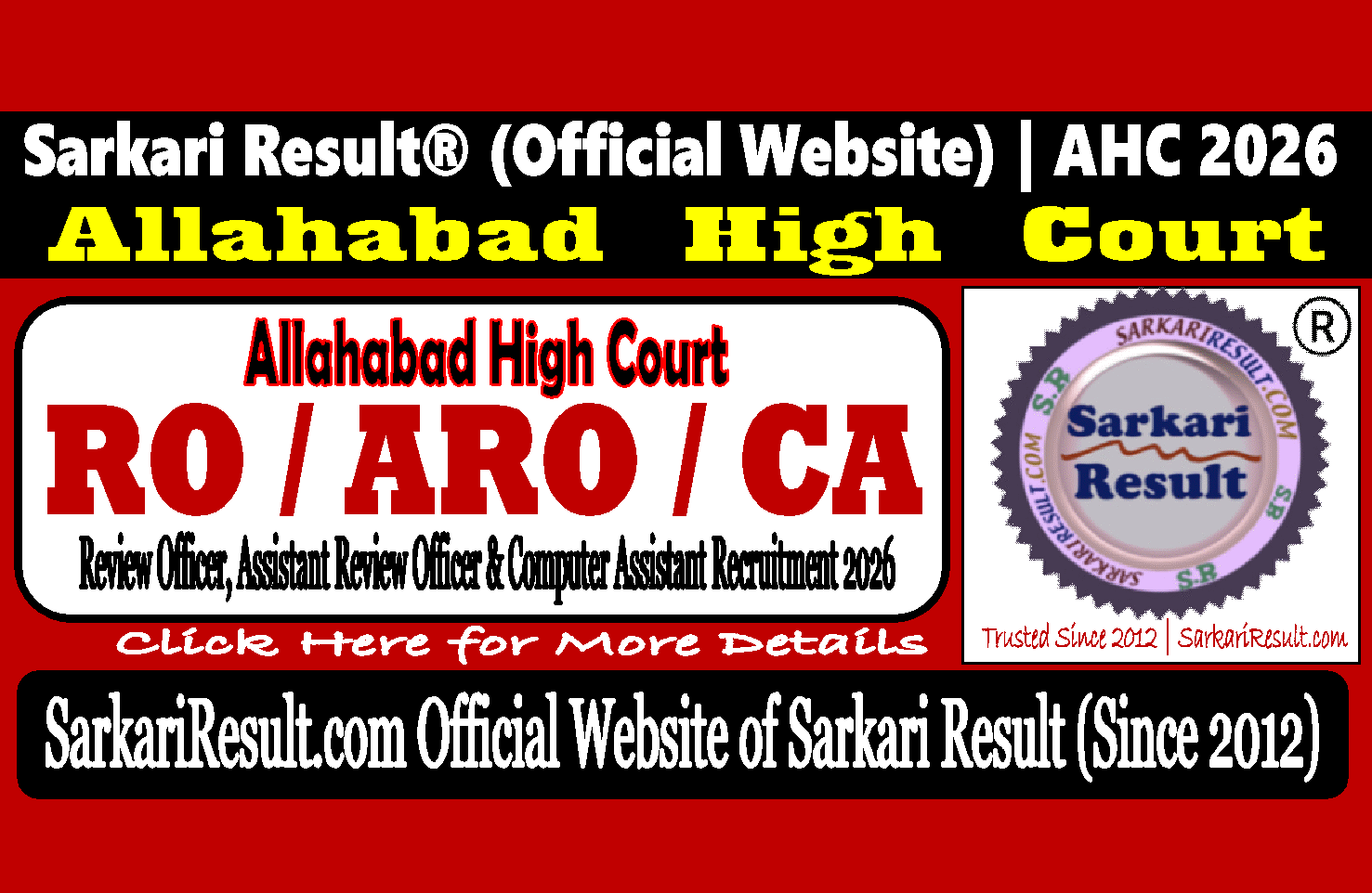 Allahabad HC RO ARO CA Recruitment 2026 Sarkari Result