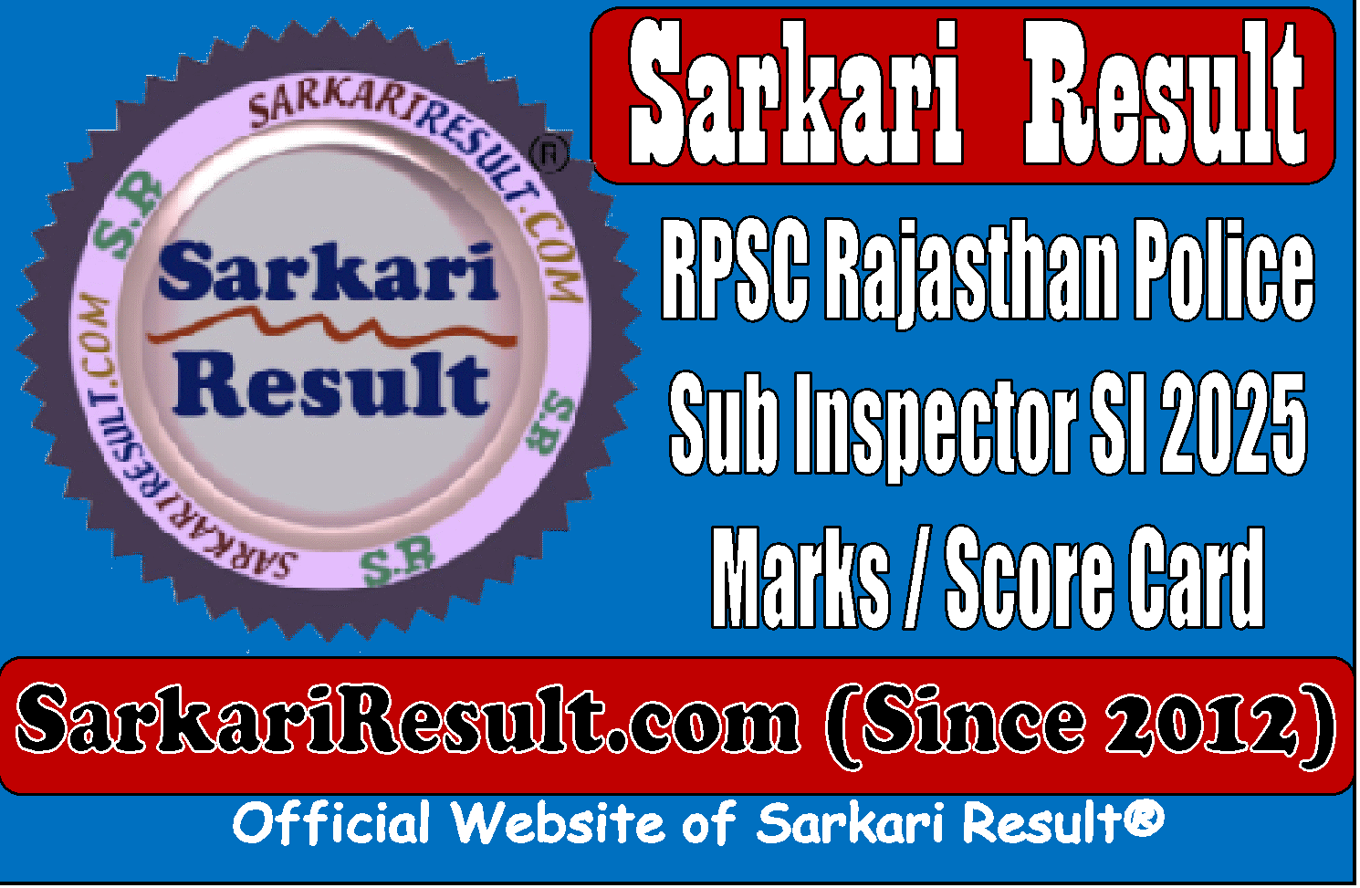 Sarkari Result RPSC SI 2025 Marks Rajasthan Police RPSC SI 2025 Marks